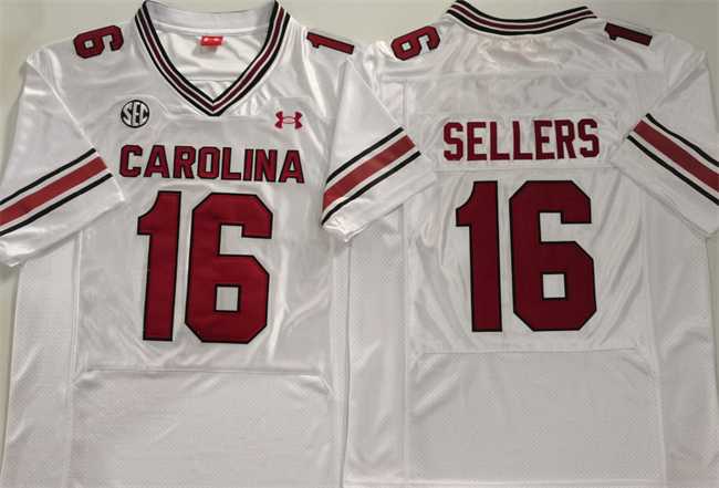 Mens South Carolina Fighting Gamecocks #16 LaNorris Sellers White Stitched Jersey